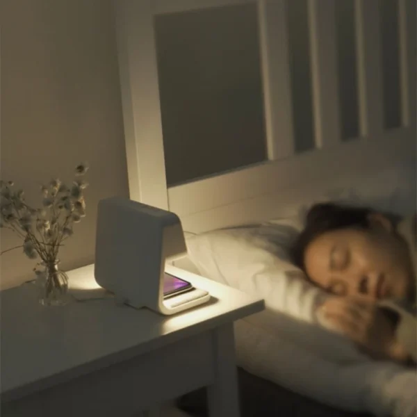 Creative 3 In 1 Bedside Lamp Wireless Charging LCD Screen Alarm Clock Wireless Phone Charger For Iphone Smart Alarm Clock Lamp - Image 4