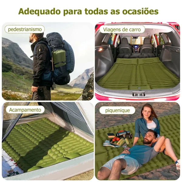 Double Sleeping Pad for Camping Self-Inflating Mat Sleeping Mattress with Pillow for Hiking Outdoor 2 Persons Travel Bed Air Mat - Image 2