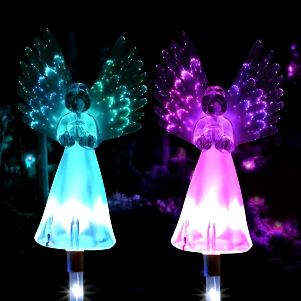 1/2Pcs Solar Angel Stake Lights Solar Lawn Lights Outdoor Garden Lamp Landscape Decor Color Change Light for Yard Patio Pathway - Image 5