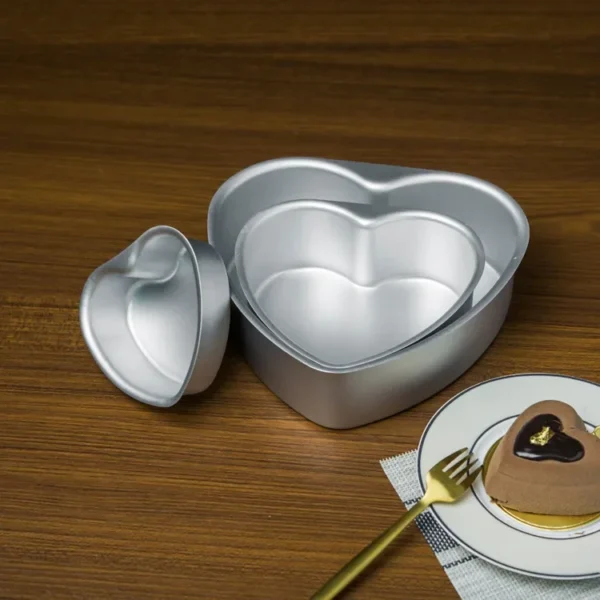Heart-shaped anode solid bottom cake mold non-stick aluminum alloy cake mold baking tools 4/6/8 inch heart-shaped cake mold - Image 5
