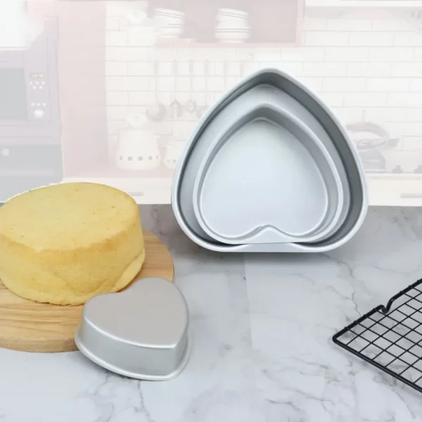 Heart-shaped anode solid bottom cake mold non-stick aluminum alloy cake mold baking tools 4/6/8 inch heart-shaped cake mold